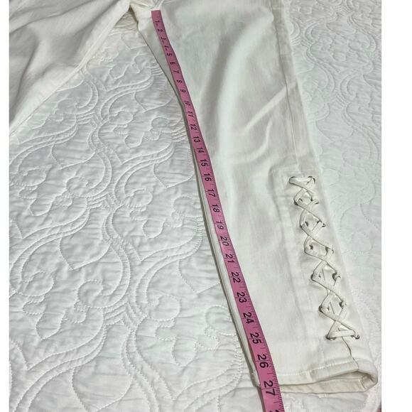 The Kooples Womens Lace Up White Skull detail Skinny  Jeans Size 29 Short - Picture 3 of 10